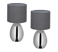 Relaxdays Lámparas mesa set de 2 plata,gris