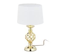 Relaxdays Lámpara Mesa Táctil, Luz Mesita Noche Moderna, 3 Niveles Intensidad, 43,5 x 25 cm, Rosca E14, Dorado y Blanco