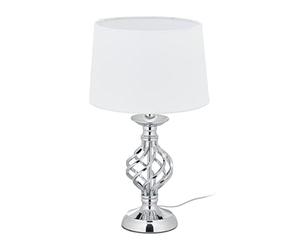 Relaxdays Lámpara Mesa Táctil, Luz Mesita Noche Moderna 3 Niveles Intensidad, 43,5 x 25 cm, Rosca E14, Plateado y Blanco