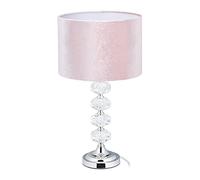 Relaxdays Lámpara noche cristal terciopelo rosada rosa,plata,transparente