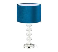 Relaxdays Lámpara noche cristal terciopelo azul azul,plata,transparente