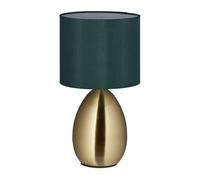 Relaxdays Lámpara mesita noche táctil dorada verde oscuro,oro
