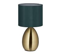 Relaxdays Lámpara mesita noche táctil dorada verde oscuro,oro