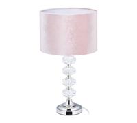 Relaxdays Lámpara noche cristal terciopelo rosada rosa,plata,transparente