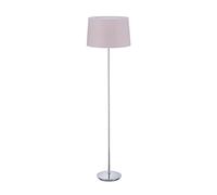 Relaxdays Lámpara Pie Cromado con Pantalla Textil Ø 40 cm, Luz Pie 148,5 cm Salón, Lámpara Pedestal E27, Rosa Viejo