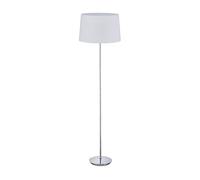 Relaxdays Lámpara de pie con pantalla textil blanco,plata