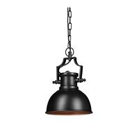 Relaxdays Lámpara Techo Redonda Pequeña Industrial, Hierro, Negro, 145 x 21 x 21 cm