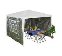 Relaxdays Laterales Carpa 3x3m, Set de 3, Paredes Pérgola, con Ventanas, Cierre de Contacto, Cerramientos Cenador, Gris
