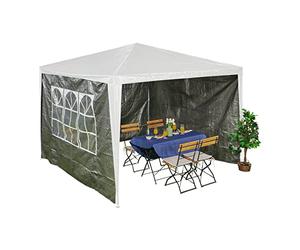Relaxdays Laterales Carpa 3x3m, Set de 3, Paredes Pérgola, con Ventanas, Cierre de Contacto, Cerramientos Cenador, Gris