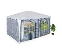 Relaxdays Laterales Carpa 3x4m Set de 2, Impermeables, Cerramientos con Cierre de Contacto, Poliéster, Azul y Blanco