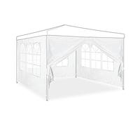 Relaxdays Laterales Carpa, Set de 4, 2x3m, Paredes Cenador, Ventana y Cremallera, Impermeable, Plástico PVC y PE, Blanco