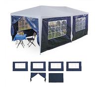 Relaxdays Laterales de carpa azul marino set de 6 blanco,azul oscuro,transparente
