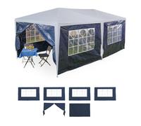 Relaxdays Laterales de carpa azul marino set de 6 blanco,azul oscuro,transparente