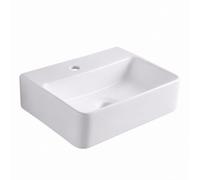 Lavabo Relaxdays, 11 x 37 x 27 cm, con hueco para grifo, blanco | sin rebosadero, cerámica, efecto loto, lavabo mural rectangular, montaje en pared, ideal para baños pequeños y aseos