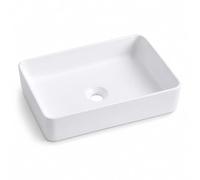 Relaxdays lavabo rectangular sobre encimera, 11 x 50 x 35 cm, blanco | sin orificio ni rebosadero, cerámica, efecto loto