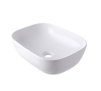 Relaxdays lavabo rectangular sobre encimera, 14 x 46 x 32 cm, blanco | sin orificio ni rebosadero, cerámica, efecto loto