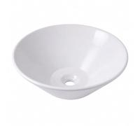 Relaxdays lavabo redondo sobre encimera, 15 x 41,5 cm, blanco | sin orificio ni rebosadero, cerámica, efecto loto