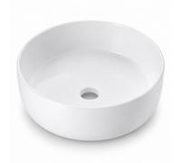 Relaxdays lavabo redondo sobre encimera, 40,5 x 40,5 x 16 cm, blanco | sin orificio para grifo, cerámica, efecto loto