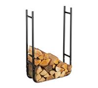 Relaxdays Leñera estrecha para chimenea negro