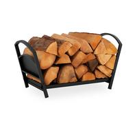 Relaxdays Leñero de metal plegable negro