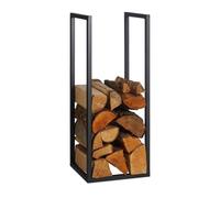 Relaxdays Leñero negro metálico para chimenea negro