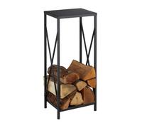 Relaxdays Leñero vertical metal negro negro
