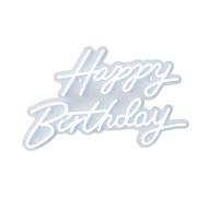 Relaxdays Letrero LED Happy Birthday, para Colgar, Cable USB, Blanco frío, 28x40 cm