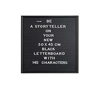 Relaxdays Letter Board con Marco de Madera, Pizarra 145 Letras, Números y Símbolos, Plástico, 30x45, Negro