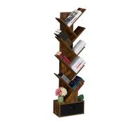 Relaxdays Librería árbol 9 estantes marrón,negro