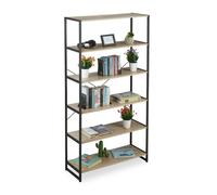 Relaxdays Librería estantería industrial 6 baldas marrón claro,negro