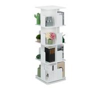 Relaxdays Librería Giratoria, Estantería Rotatoria 360º, 3 Baldas, Organizador Libros, Cuadrada, 125,5x39x39 cm, Blanca
