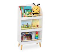 Relaxdays Librería infantil con 3 estantes blanco,marrón claro