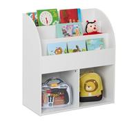 Relaxdays Librería Infantil, Estantería para Niños, 78,5x72x33,5 cm, 5 Estantes Abiertos para Organizar Libros, Blanco