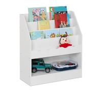 Relaxdays Librería Infantil, Estantería para Niños, 80 x 70 x 30 cm, 5 Estantes Abiertos para Organizar Libros, Blanco