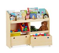 Relaxdays Librería infantil para guardar juguetes marrón claro