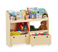 Relaxdays Librería infantil para guardar juguetes marrón claro