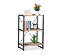 Relaxdays Librería moderna con tres estantes marrón claro,negro