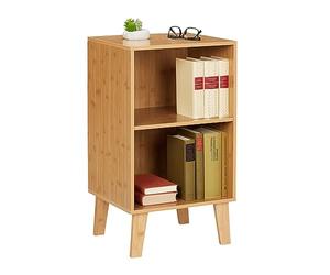 Relaxdays Librería Pequeña, 2 Cajones Abiertos, Estantería Baño, 70x40x35 cm, Baldas Ajustables, Mueble Bambú, Natural