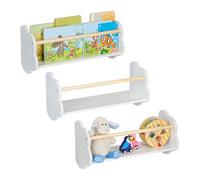 Relaxdays Pack 3 librerías infantiles pared nube blanco,marrón claro