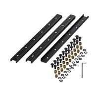 Relaxdays Listones Estabilizadores, Pack de 3, Perfiles en U, Riel Metal 60 cm, Refuerzo para Tablero Mesa, 3 mm, Negro