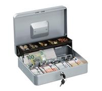 Relaxdays Lockable Cash Box Caja para Dinero con Cerradura (8,5 x 30,5 x 24,5 cm), Color Azul, Plástico, 70% Hierro, 10% acero, H x W x D: 8.5 x 30.5 x 24.5 cm