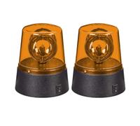Relaxdays Luces Policía, Pack de 2, Balizas Giratorias Decorativas, Accesorios Fiestas, a Pilas, LED, Naranja y Negro