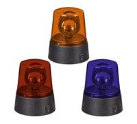 Relaxdays Luces Policía, Pack de 3, Balizas Giratorias Decorativas, Accesorios Fiestas, a Pilas, LED, Multicolor, Azul, Rojo, Amarillo, 11,5 x 9,5 cm