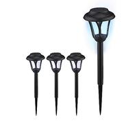 Relaxdays Luces Solares Frías Set de 4, Faroles LED Piqueta, 39 x 11 cm, Iluminación Moderna de Jardín, Exterior, Negro