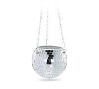 Relaxdays Maceta colgante con bola de discoteca plata