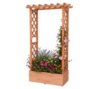Relaxdays: Maceta con celosía y cubierta, dimensiones: 152x78x36 cm, maceta con soporte para plantas trepadoras, ideal para balcones y jardines, madera, color naranja