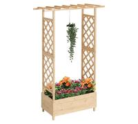Relaxdays: Maceta con celosía y cubierta, dimensiones: 183 x 110 x 44 cm, maceta con soporte para plantas trepadoras, ideal para balcones y jardines, madera, color natural