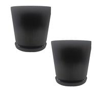 Relaxdays Maceta con plato, set de 2 unidades negro