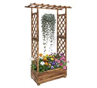 Relaxdays: Maceta para plantas con enrejado y cubierta, dimensiones 183x110x44 cm, maceta con soporte para plantas trepadoras, ideal para balcones y jardines, fabricada en madera tratada con llama