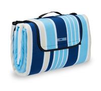 Relaxdays Manta de pícnic con rayas azul y blanco blanco,azul oscuro,azul claro